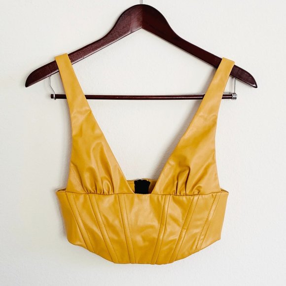 Zara Tops - Zara Faux Leather Corset Crop Top